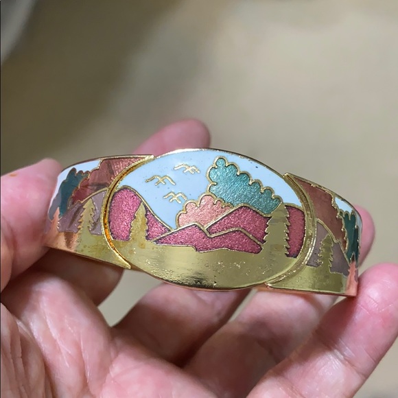 🖤Vtg💕cloisonné bangle bracelet - Picture 3 of 11
